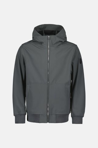 HOODED SOFTSHELL JACKET SILVER ZIP