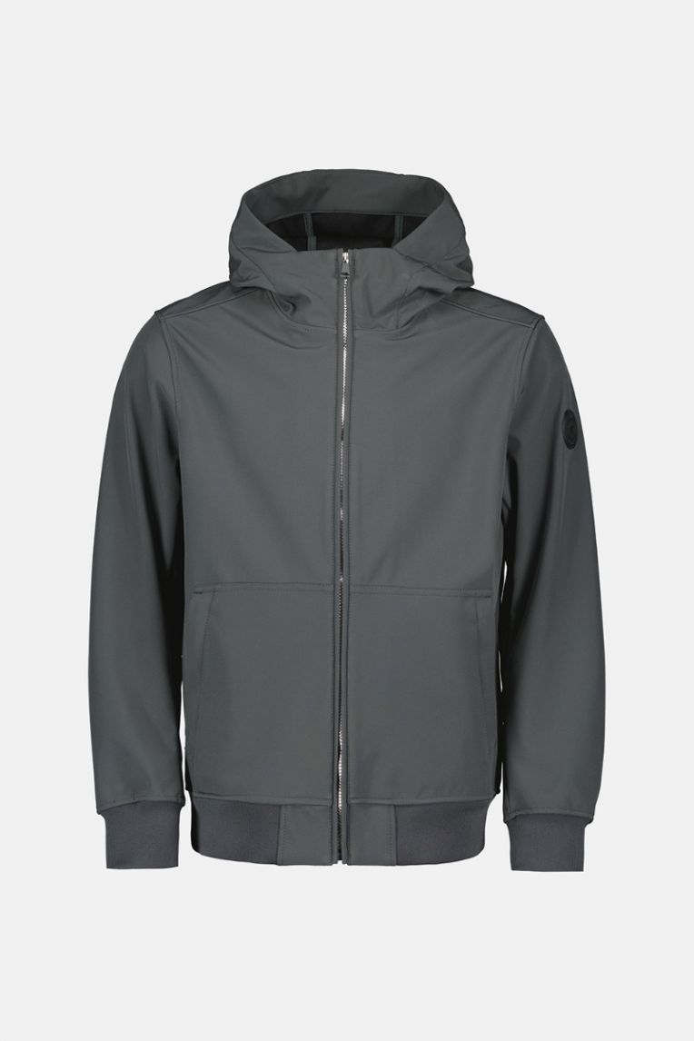 HOODED SOFTSHELL JACKET SILVER ZIP
